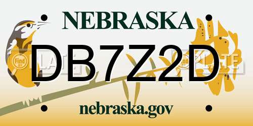DB7Z2D Nebraska License Plate