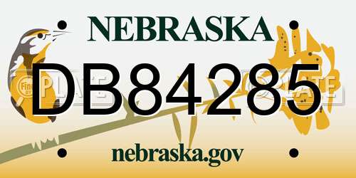 DB84285 Nebraska License Plate