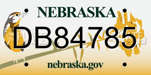 DB84785 Nebraska License Plate