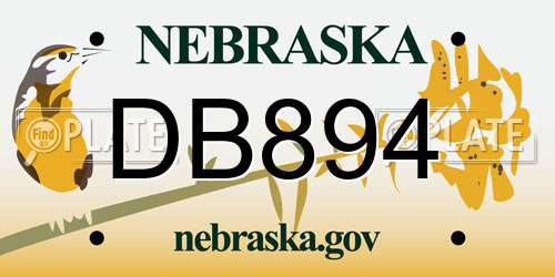 DB894 Nebraska License Plate