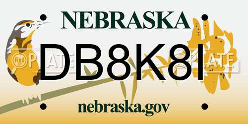 DB8K8I Nebraska License Plate