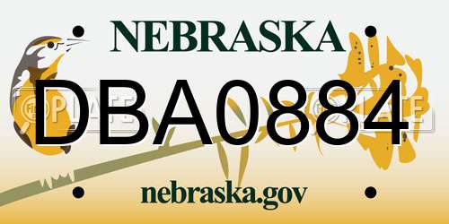DBA0884 Nebraska License Plate