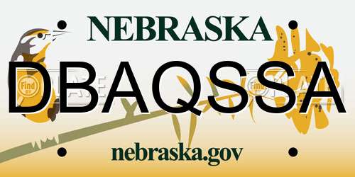DBAQSSA Nebraska License Plate