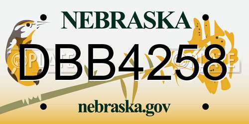 DBB4258 Nebraska License Plate