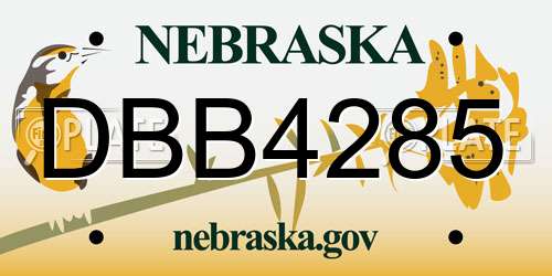 DBB4285 Nebraska License Plate