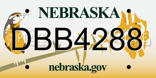 DBB4288 Nebraska License Plate