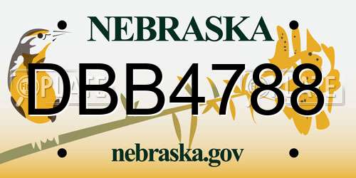 DBB4788 Nebraska License Plate