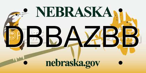 DBBAZBB Nebraska License Plate