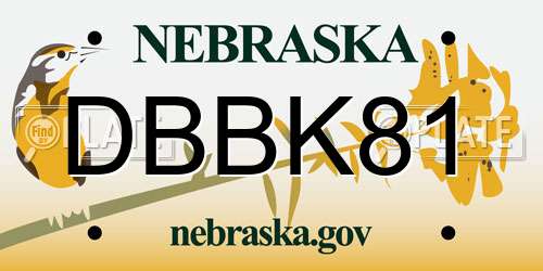 DBBK81 Nebraska License Plate