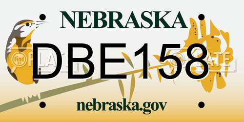 DBE158 Nebraska License Plate
