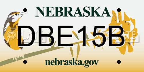 DBE15B Nebraska License Plate