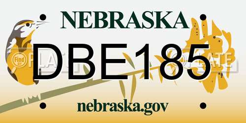 DBE185 Nebraska License Plate