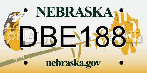 DBE188 Nebraska License Plate