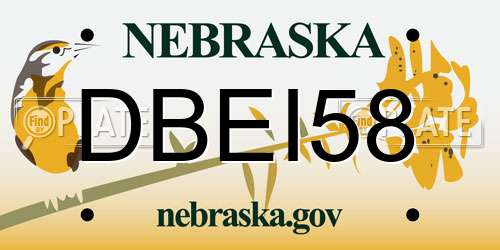DBEI58 Nebraska License Plate