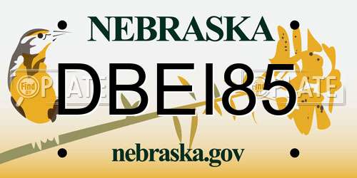 DBEI85 Nebraska License Plate