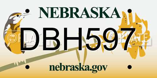 DBH597 Nebraska License Plate