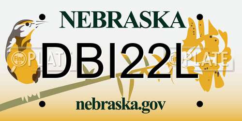 DBI22L Nebraska License Plate