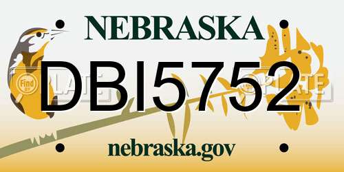 DBI5752 Nebraska License Plate