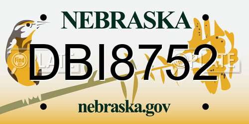 DBI8752 Nebraska License Plate