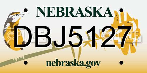 DBJ5127 Nebraska License Plate