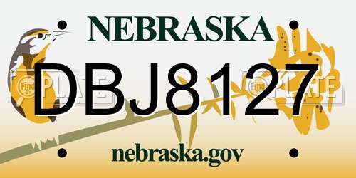 DBJ8127 Nebraska License Plate