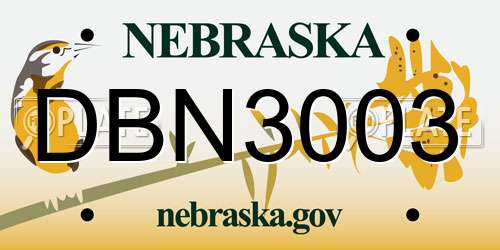 DBN3003 Nebraska License Plate
