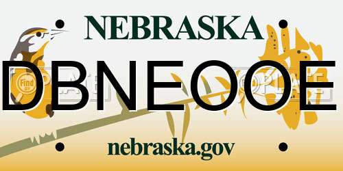 DBNEOOE Nebraska License Plate