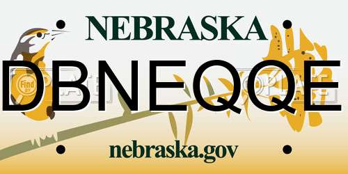 DBNEQQE Nebraska License Plate
