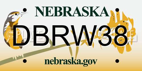DBRW38 Nebraska License Plate