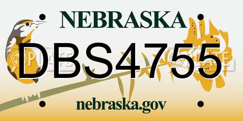 DBS4755 Nebraska License Plate