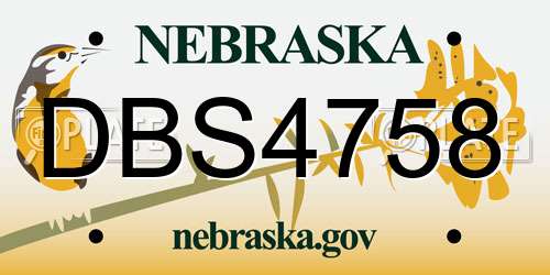 DBS4758 Nebraska License Plate