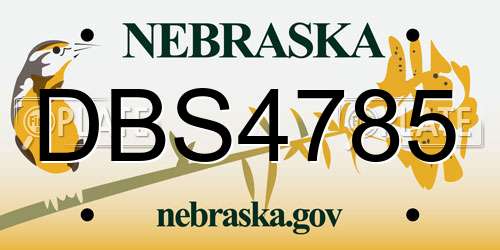 DBS4785 Nebraska License Plate
