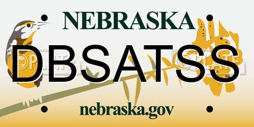 DBSATSS Nebraska License Plate