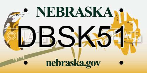 DBSK51 Nebraska License Plate