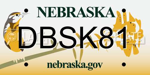 DBSK81 Nebraska License Plate