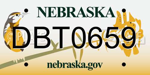 DBT0659 Nebraska License Plate