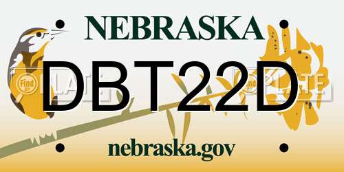 DBT22D Nebraska License Plate