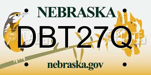 DBT27Q Nebraska License Plate