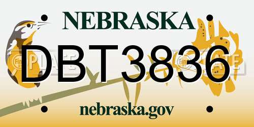 DBT3836 Nebraska License Plate