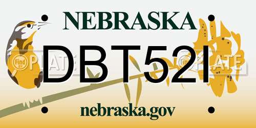 DBT52I Nebraska License Plate