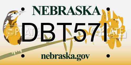 DBT57I Nebraska License Plate