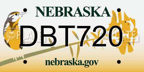 DBT720 Nebraska License Plate