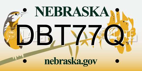 DBT77Q Nebraska License Plate
