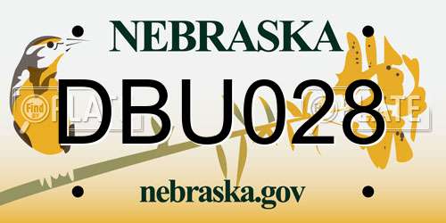DBU028 Nebraska License Plate