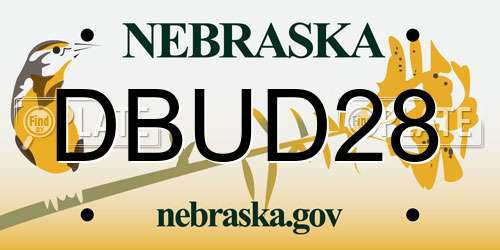 DBUD28 Nebraska License Plate