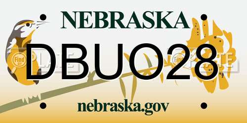 DBUO28 Nebraska License Plate