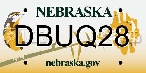 DBUQ28 Nebraska License Plate