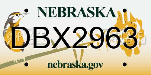 DBX2963 Nebraska License Plate