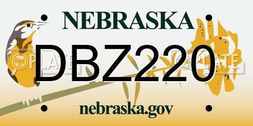 DBZ220 Nebraska License Plate