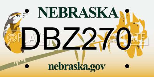 DBZ270 Nebraska License Plate